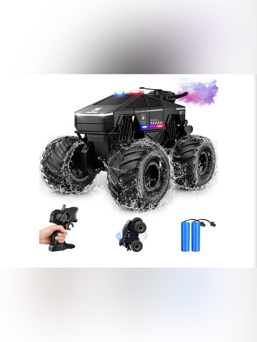 Black Remote Control Monster Truck for Kids - All-Terrain 4WD RC Vehicle NEW
